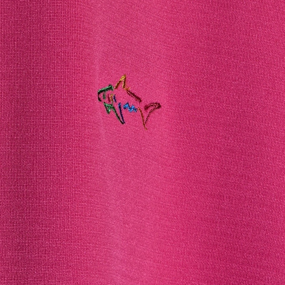 Greg Norman Mens L Play Dry Performance Polo Shirt Pink Short Sleeve Shark UPF - Picture 5 of 9